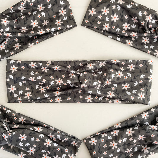 Green Floral Twist Headband