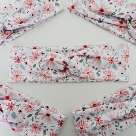 Pink Floral Twist Headband