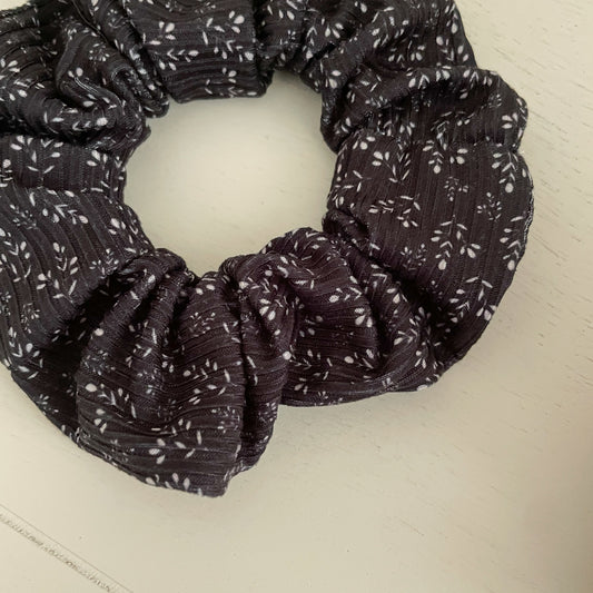 Black Floral Scrunchie