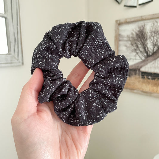 Black Floral Scrunchie