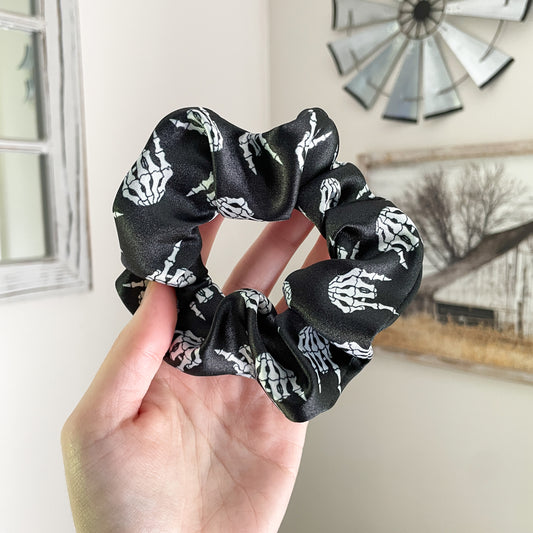 Rock Skeleton Satin Scrunchie
