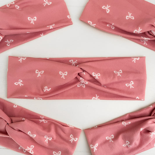 Pink Bow Twist Headband