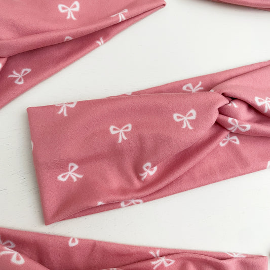 Pink Bow Twist Headband