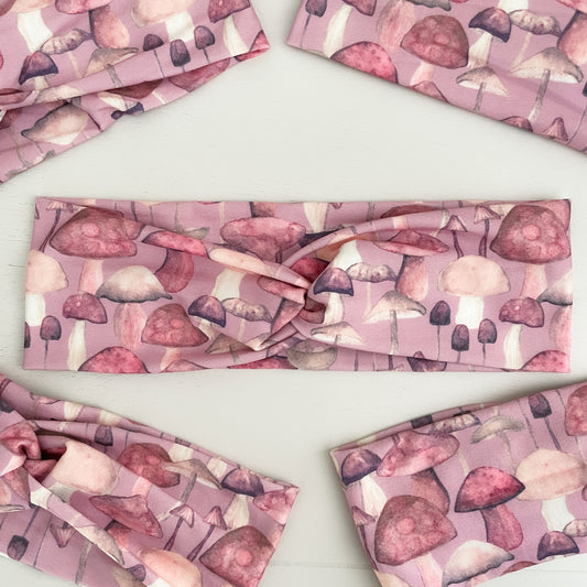 Pink Mushroom Twist Headband
