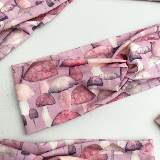 Pink Mushroom Twist Headband