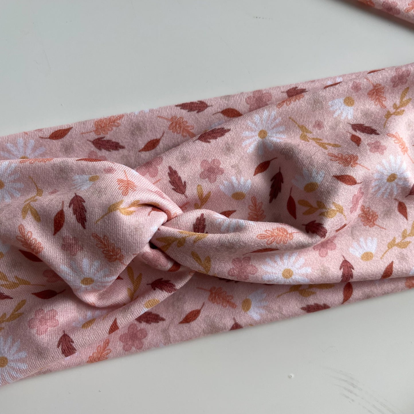 Pink Fall Floral Twist Headband