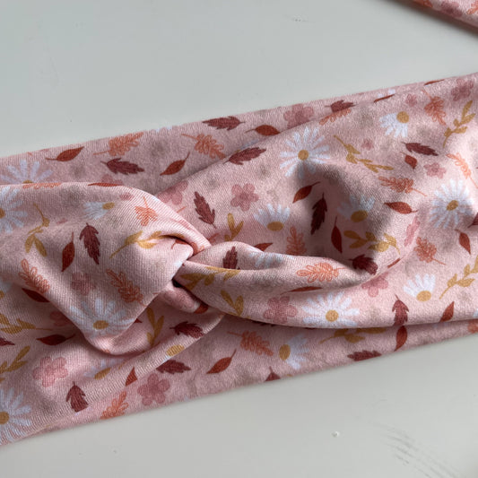 Pink Fall Floral Twist Headband