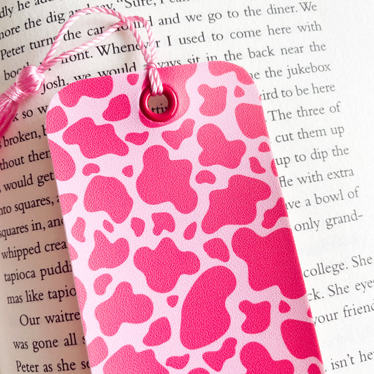 Hot Pink Cow Print Bookmark