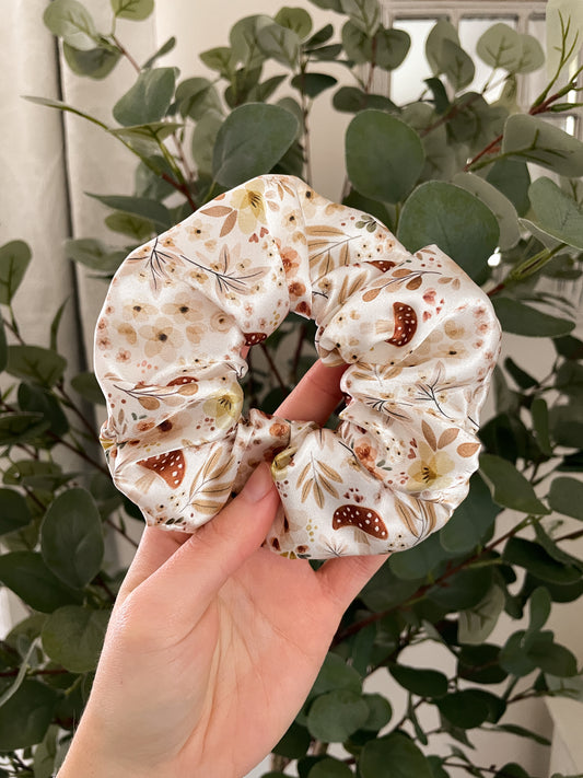 Mushroom Pickin' Satin Cottagecore Scrunchie