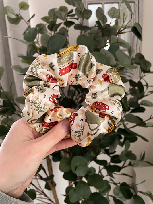 Tea Time Satin Cottagecore Scrunchie