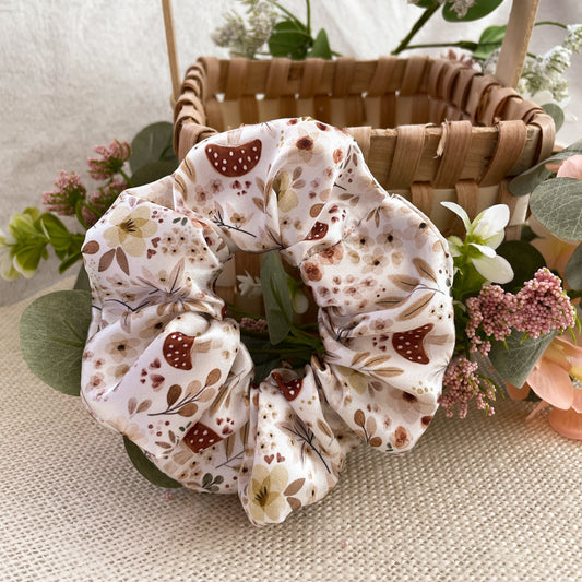Mushroom Pickin' Satin Cottagecore Scrunchie