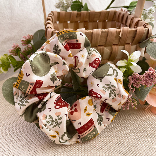 Tea Time Satin Cottagecore Scrunchie
