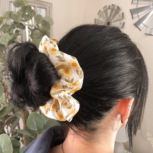 Sunflower Satin Cottagecore Scrunchie