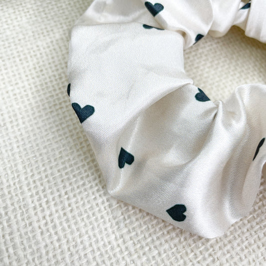 Black Hearts Satin Scrunchie