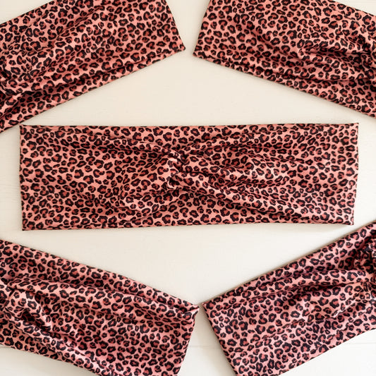 Brown Leopard Twist Headband