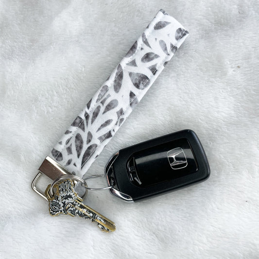 Grey and White Keychain Wristlet