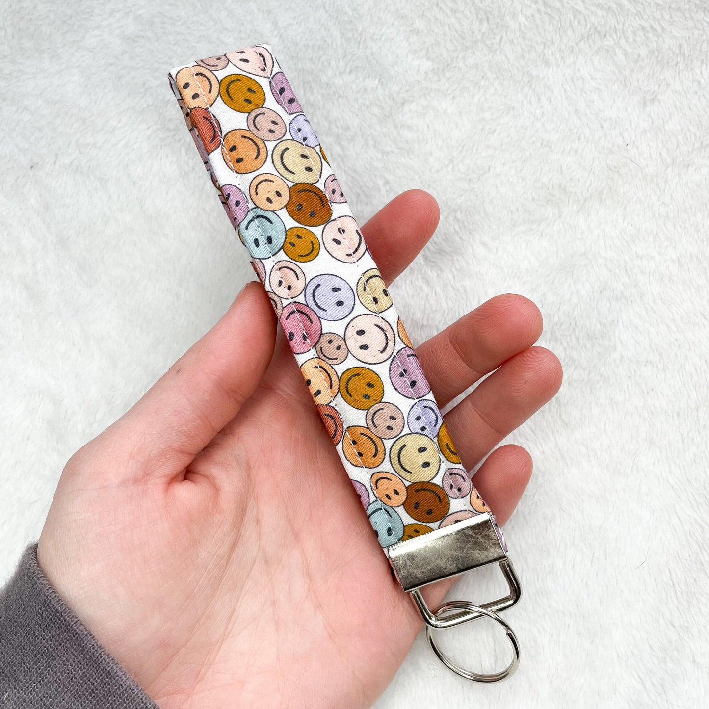 Retro Smiley Faces Keychain Wristlet