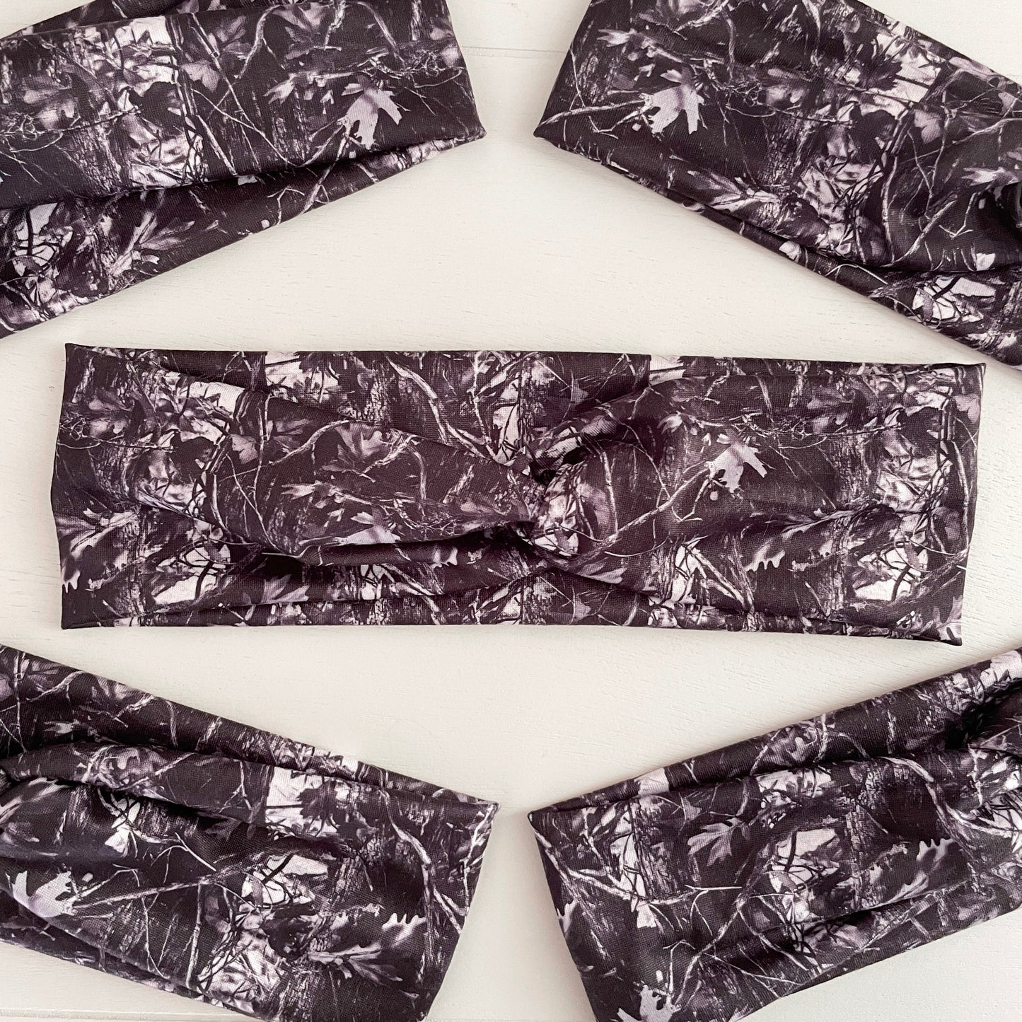 Black and Grey Camo Twist Headband
