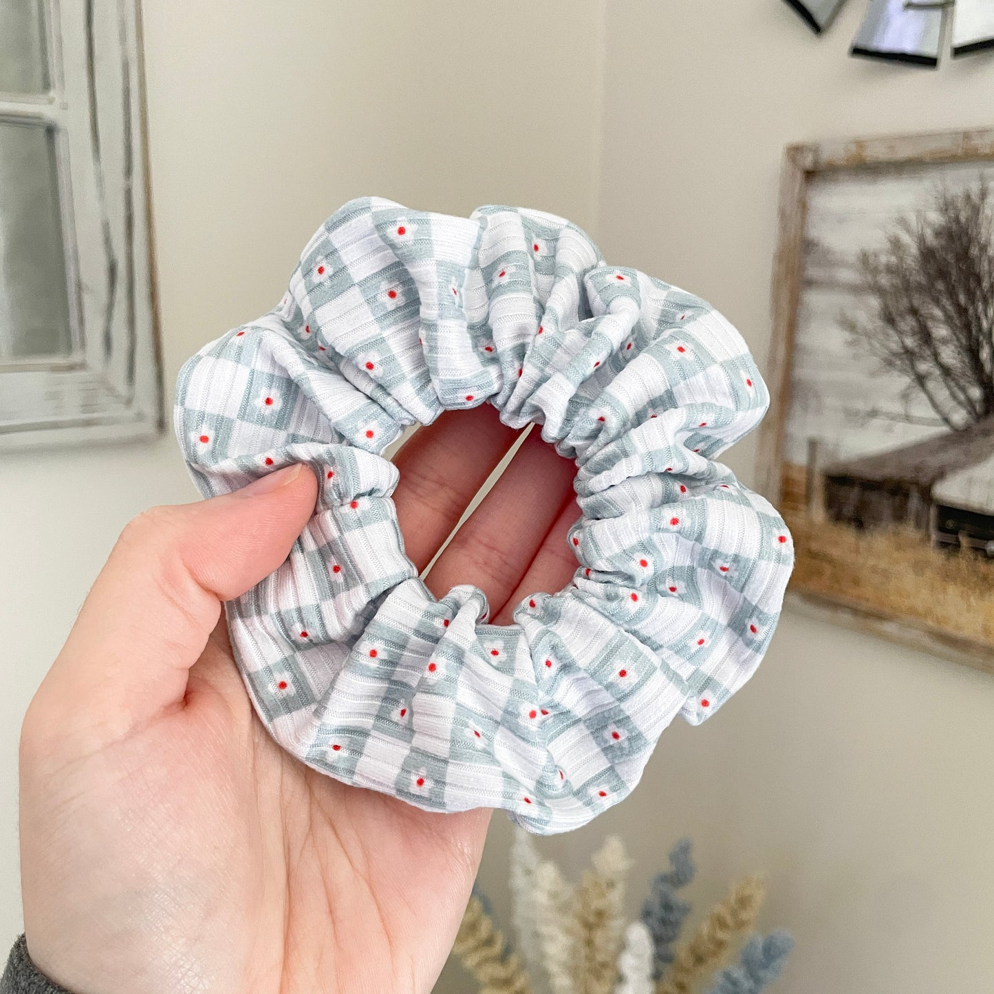 Plaid Daisy Scrunchie