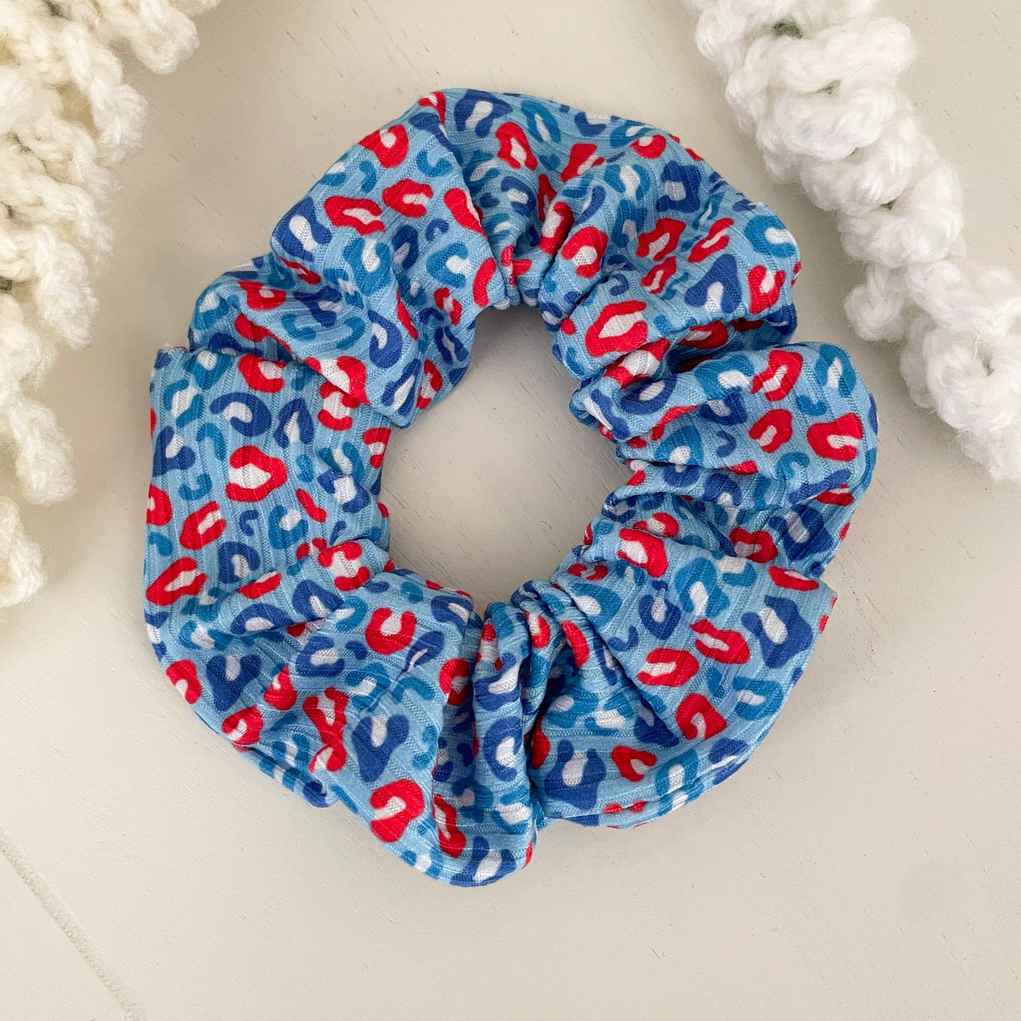 Red, White, and Blue Leopard Scrunchie
