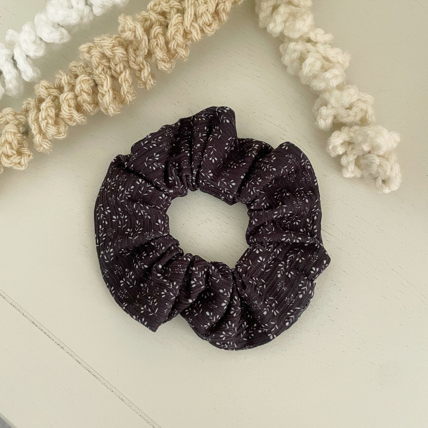 Black Floral Scrunchie