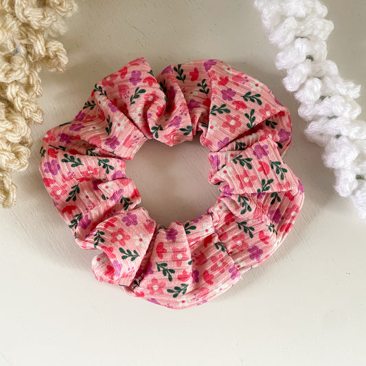 Pink Floral Scrunchie