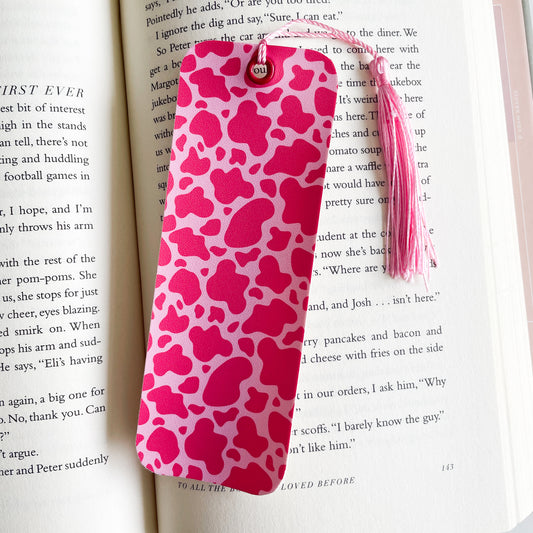 Hot Pink Cow Print Bookmark