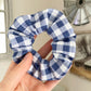 Blue and White Plaid Scrunchie