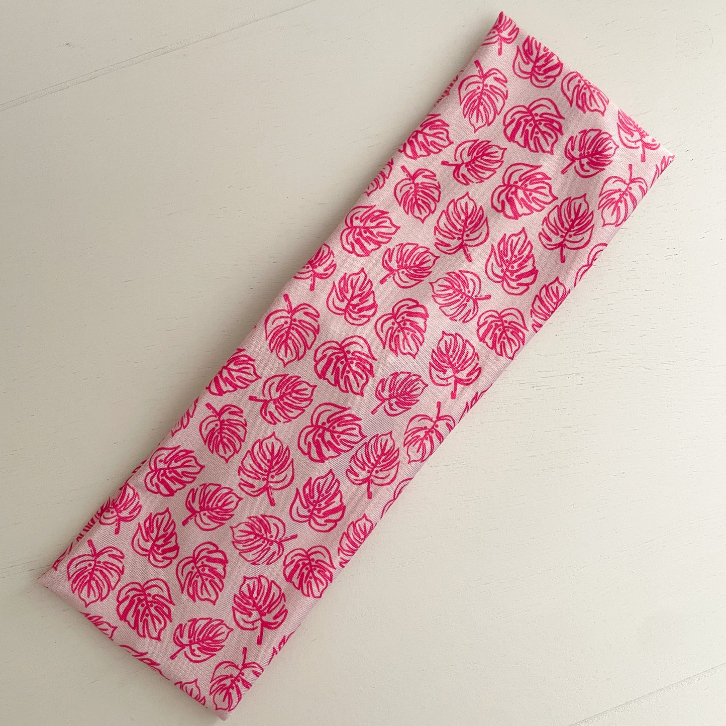Pink Monstera Twist Headband