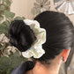 Baby Blue Floral Satin Cottagecore Scrunchie