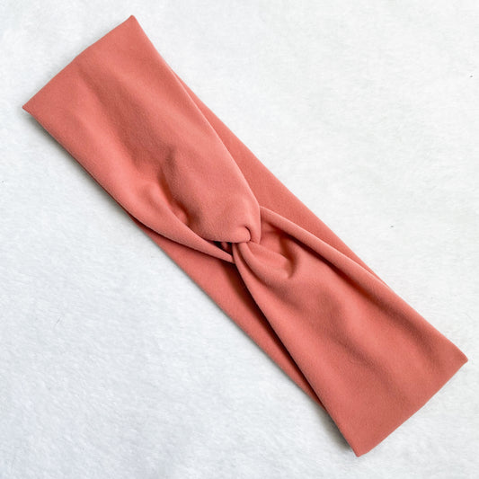 Solid Coral Pink Twist Headband