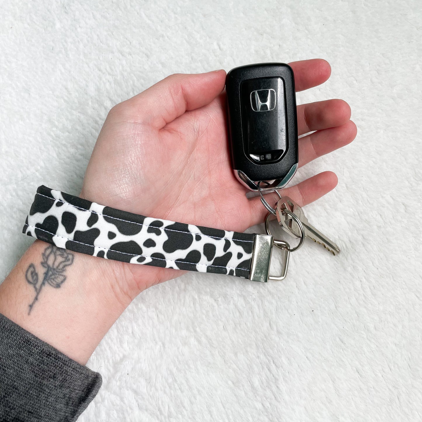 Cow Print Key Fob Wristlet