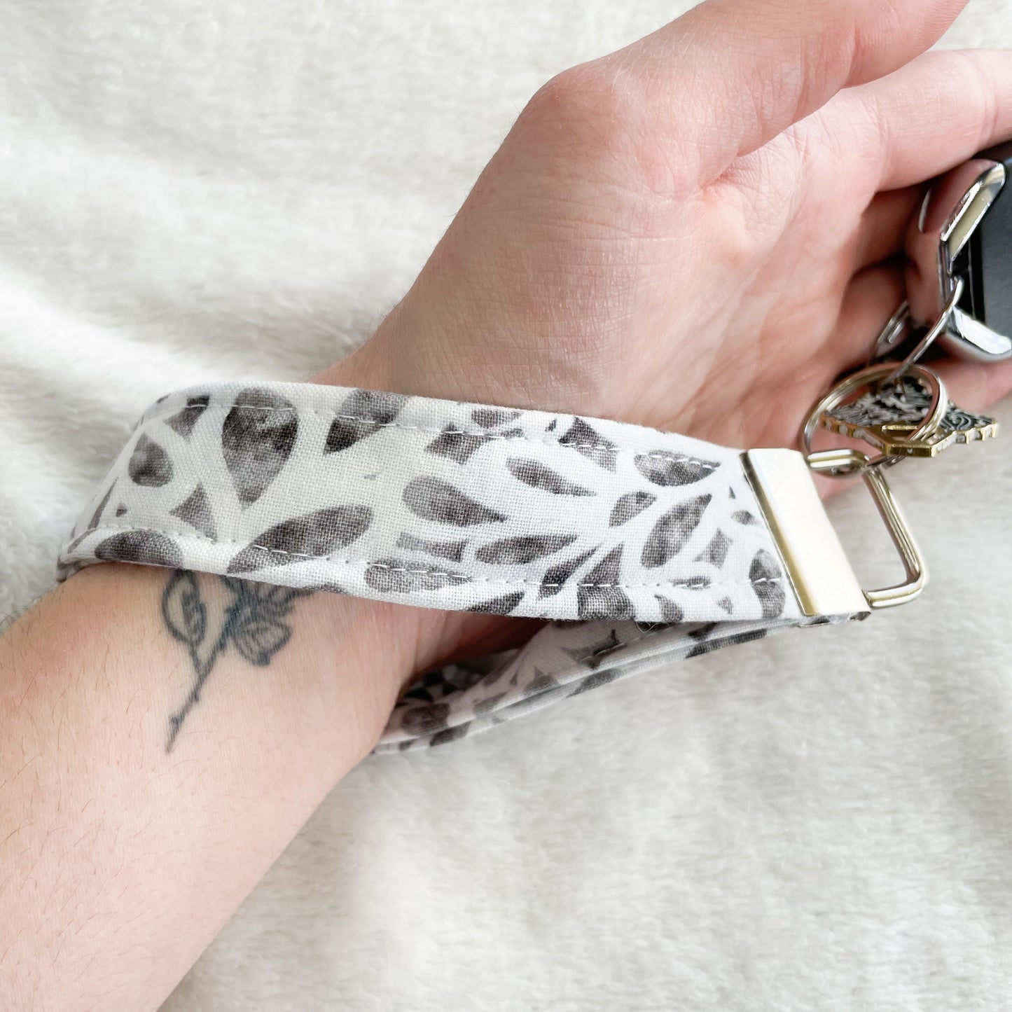 Grey and White Key Fob