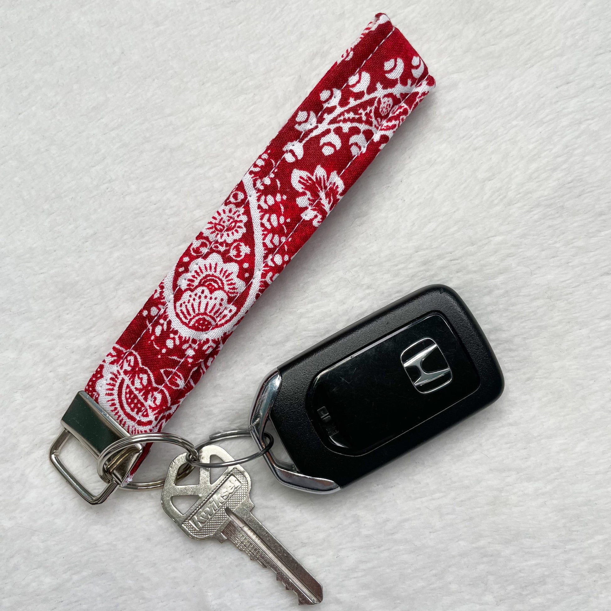 by Nox Red Paisley Key Fob Wristlet